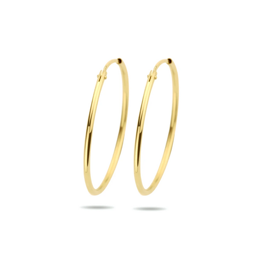 oorringen 1,5 mm ronde buis 14K geelgoud