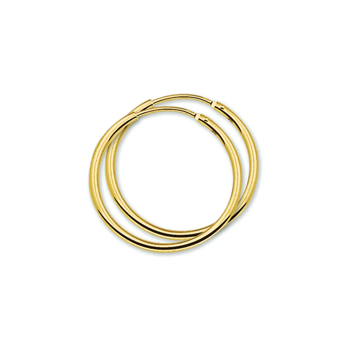 oorringen 1,5 mm ronde buis 14K geelgoud