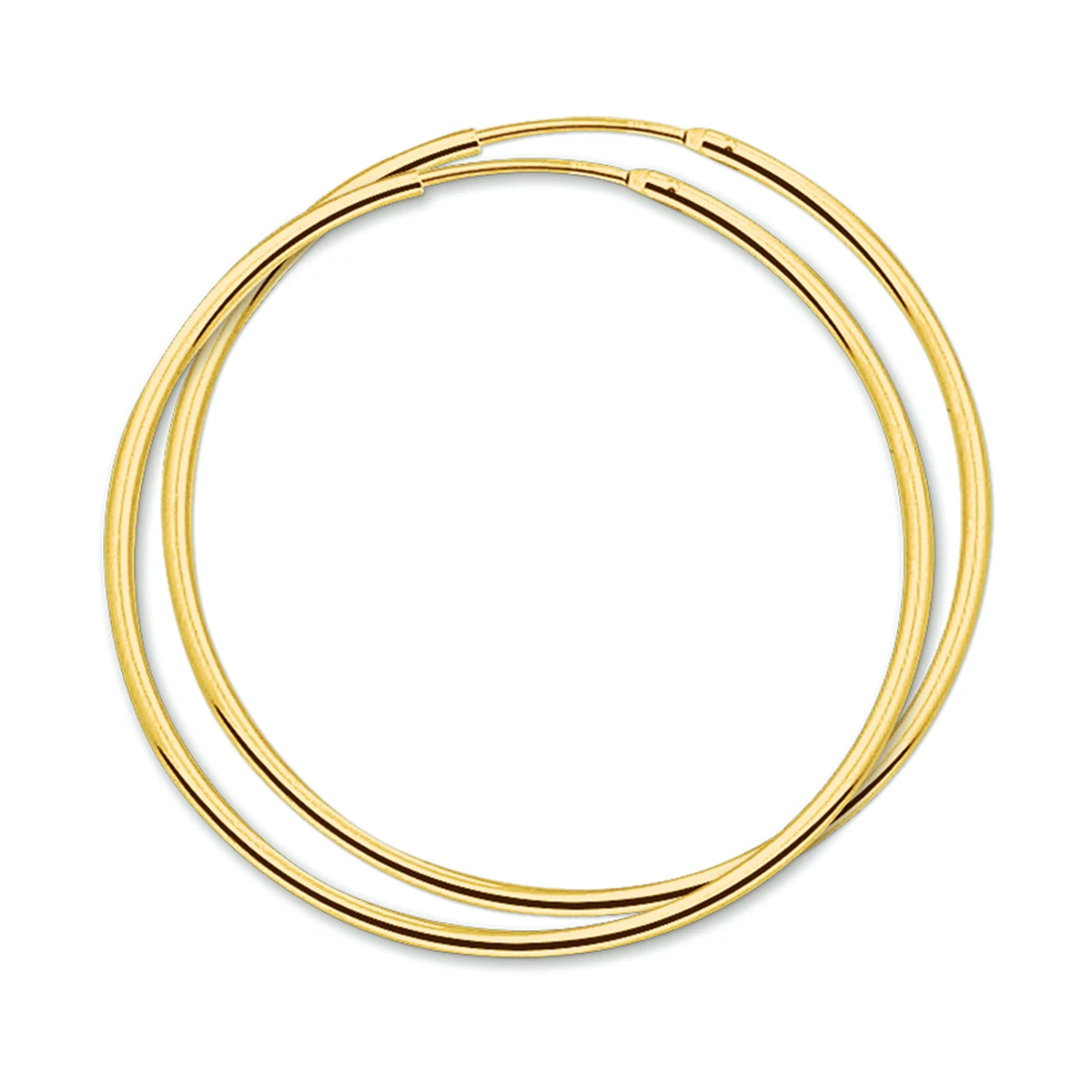 oorringen 1,5 mm ronde buis 14K geelgoud