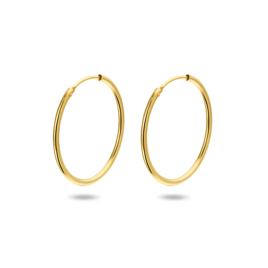 oorringen 1,5 mm ronde buis 14K geelgoud