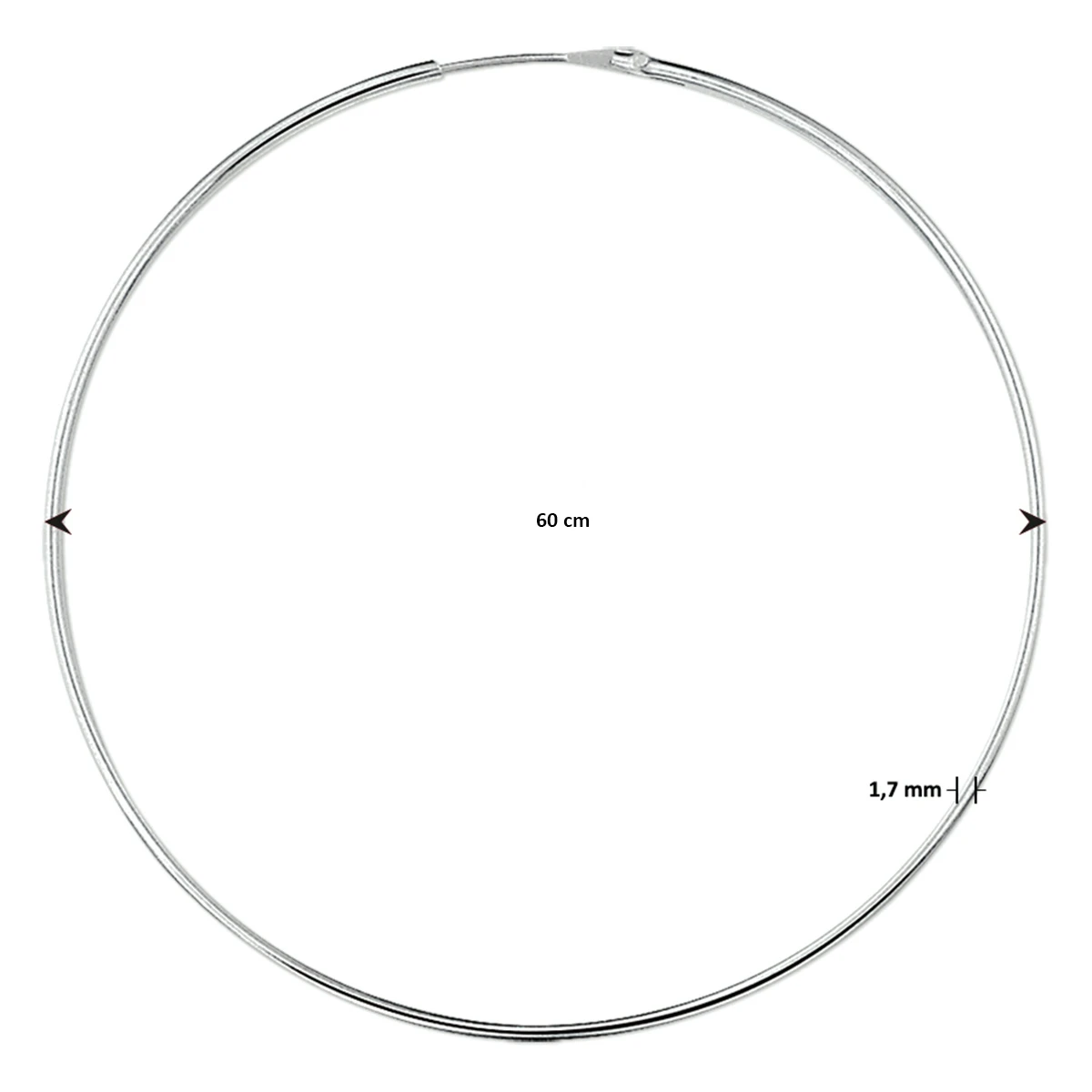 oorringen 1,5 mm ronde buis zilver wit