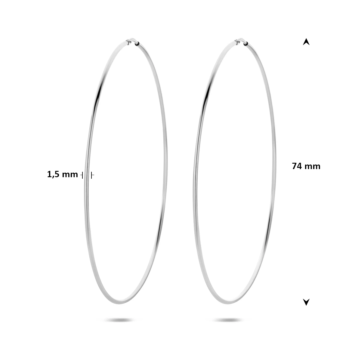 oorringen 1,5 mm ronde buis zilver wit