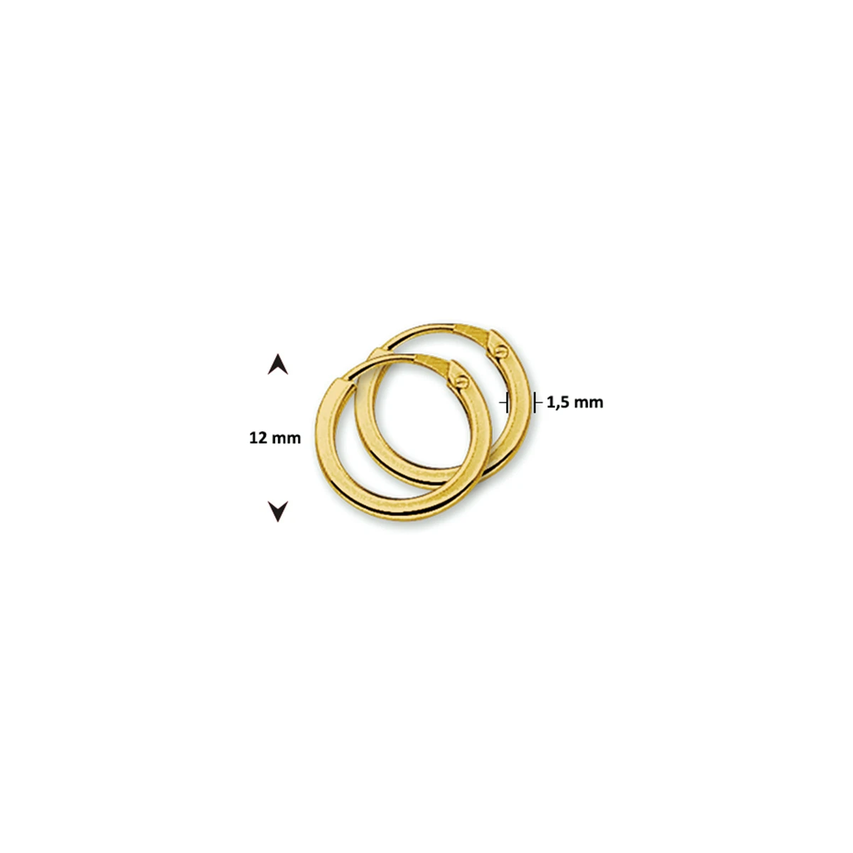 oorringen 1,5 mm vierkant 14K geelgoud