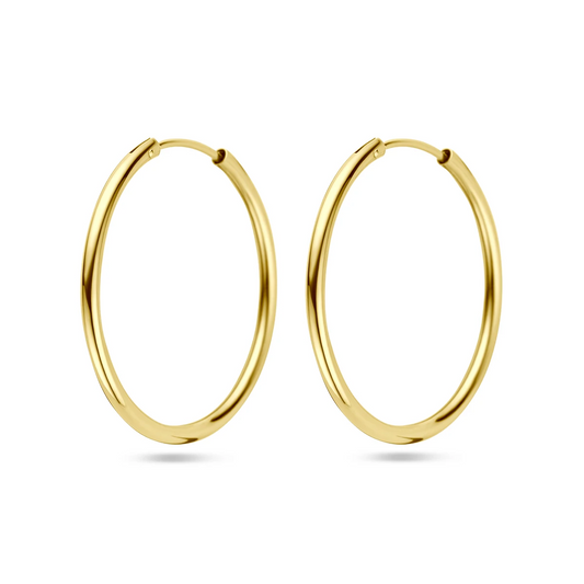 oorringen 1,8 mm ronde buis 14K geelgoud