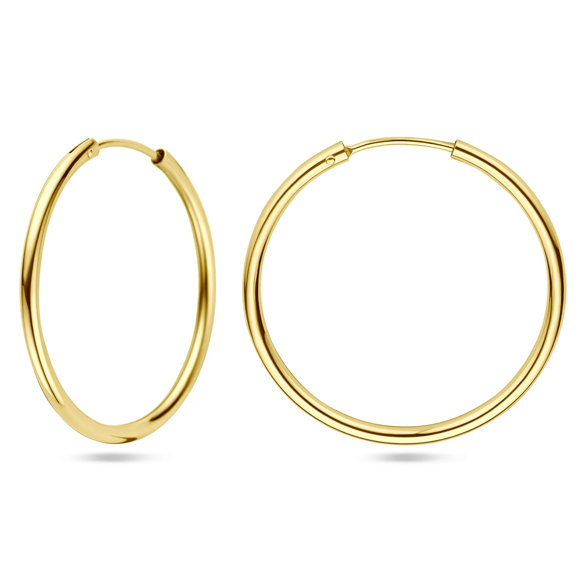 oorringen 1,8 mm ronde buis 14K geelgoud