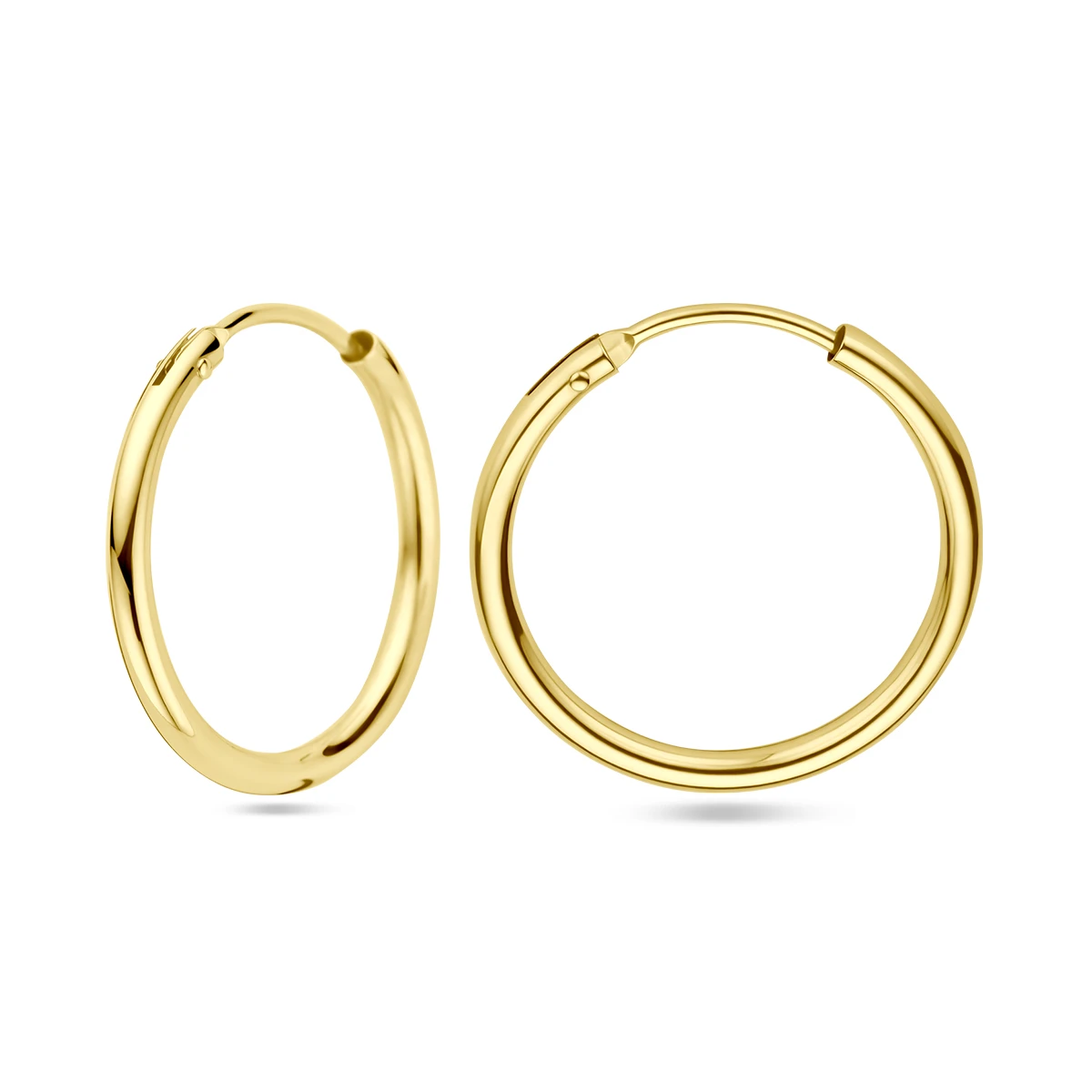 oorringen 1,8 mm ronde buis 14K geelgoud