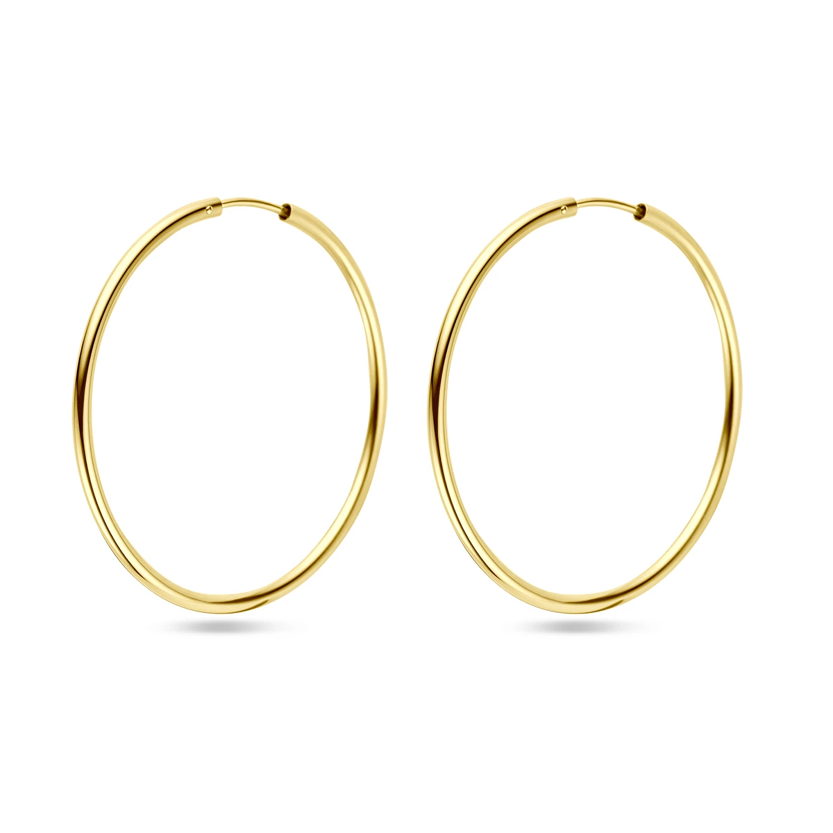 oorringen 1,8 mm ronde buis 14K geelgoud