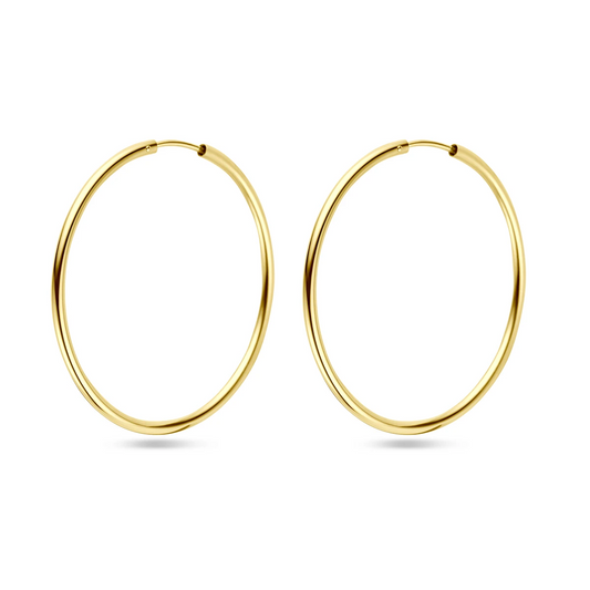 oorringen 1,8 mm ronde buis 14K geelgoud