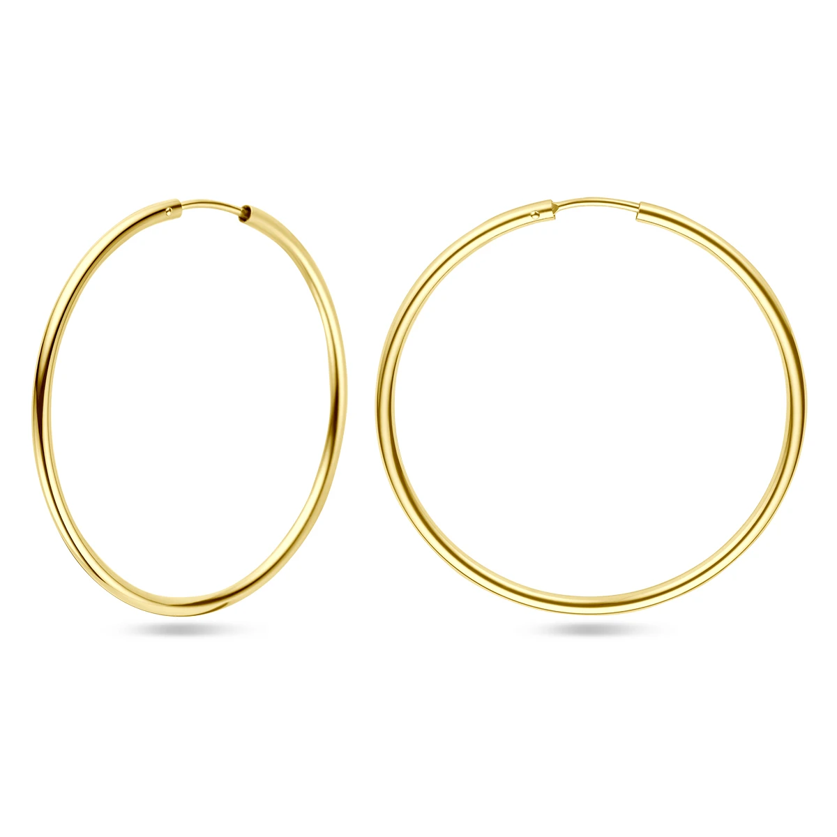 oorringen 1,8 mm ronde buis 14K geelgoud