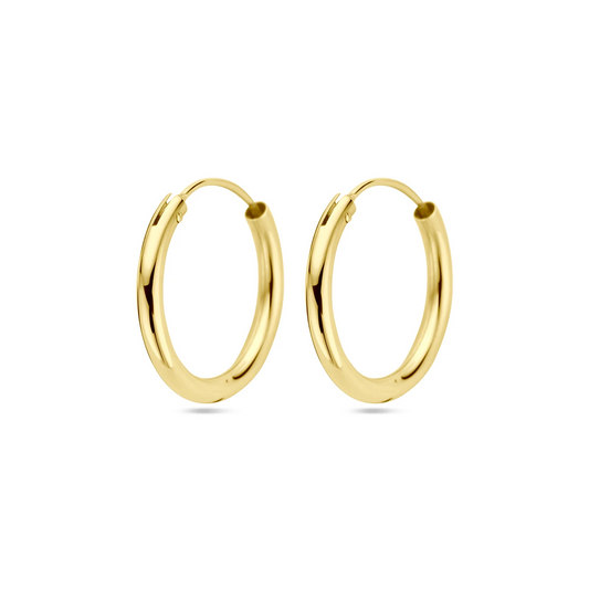 oorringen 1,8 mm ronde buis 14K geelgoud