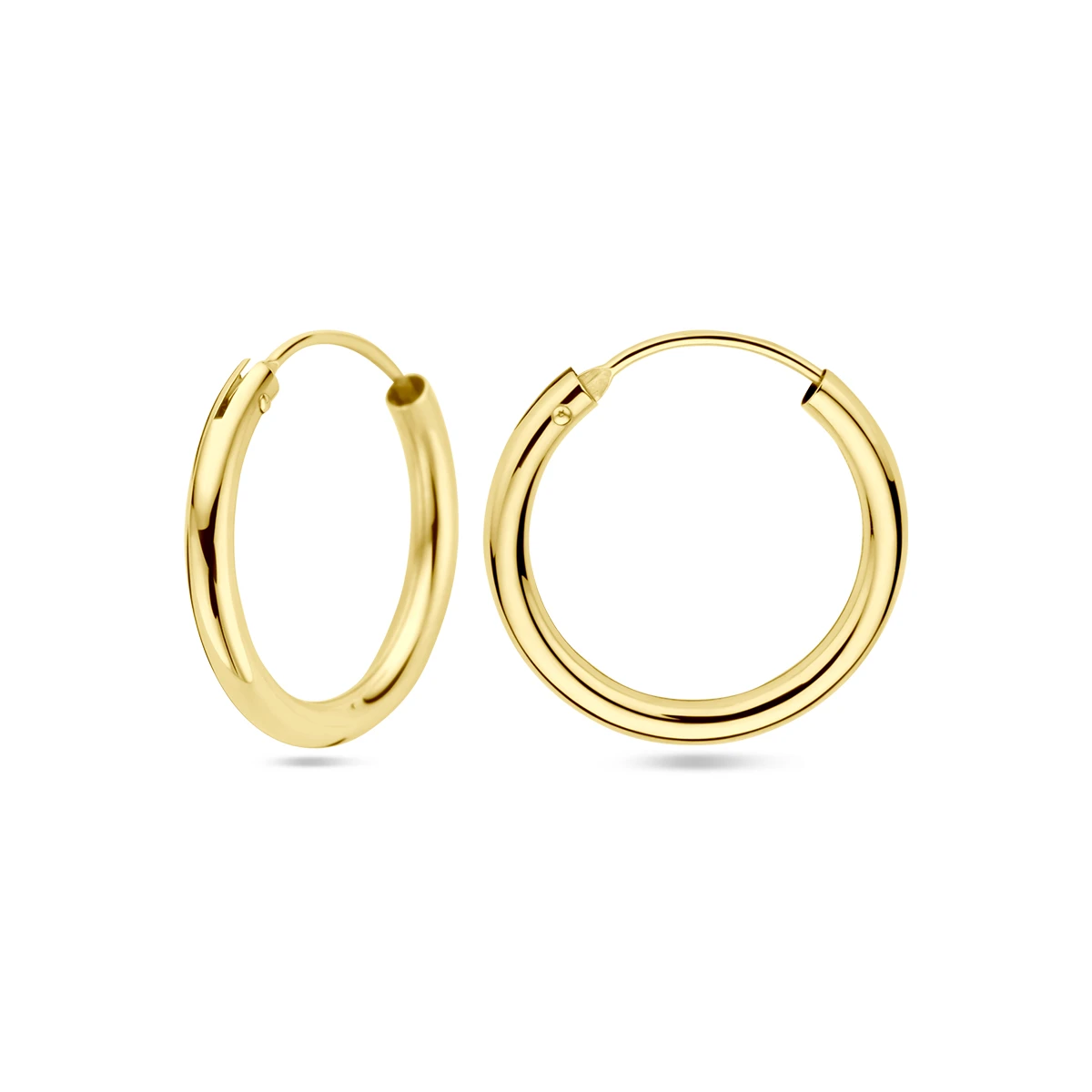 oorringen 1,8 mm ronde buis 14K geelgoud