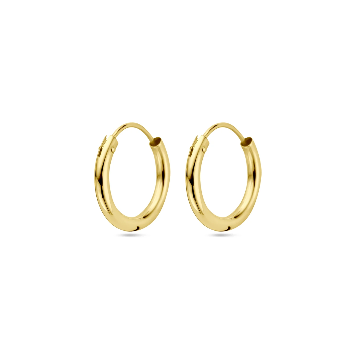 oorringen 1,8 mm ronde buis 14K geelgoud