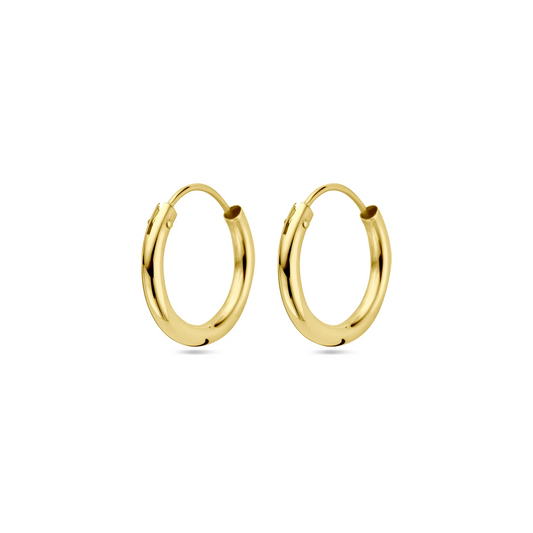 oorringen 1,8 mm ronde buis 14K geelgoud