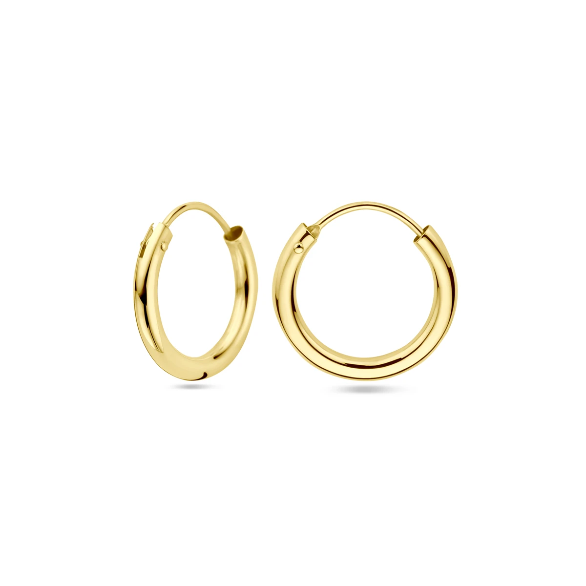oorringen 1,8 mm ronde buis 14K geelgoud