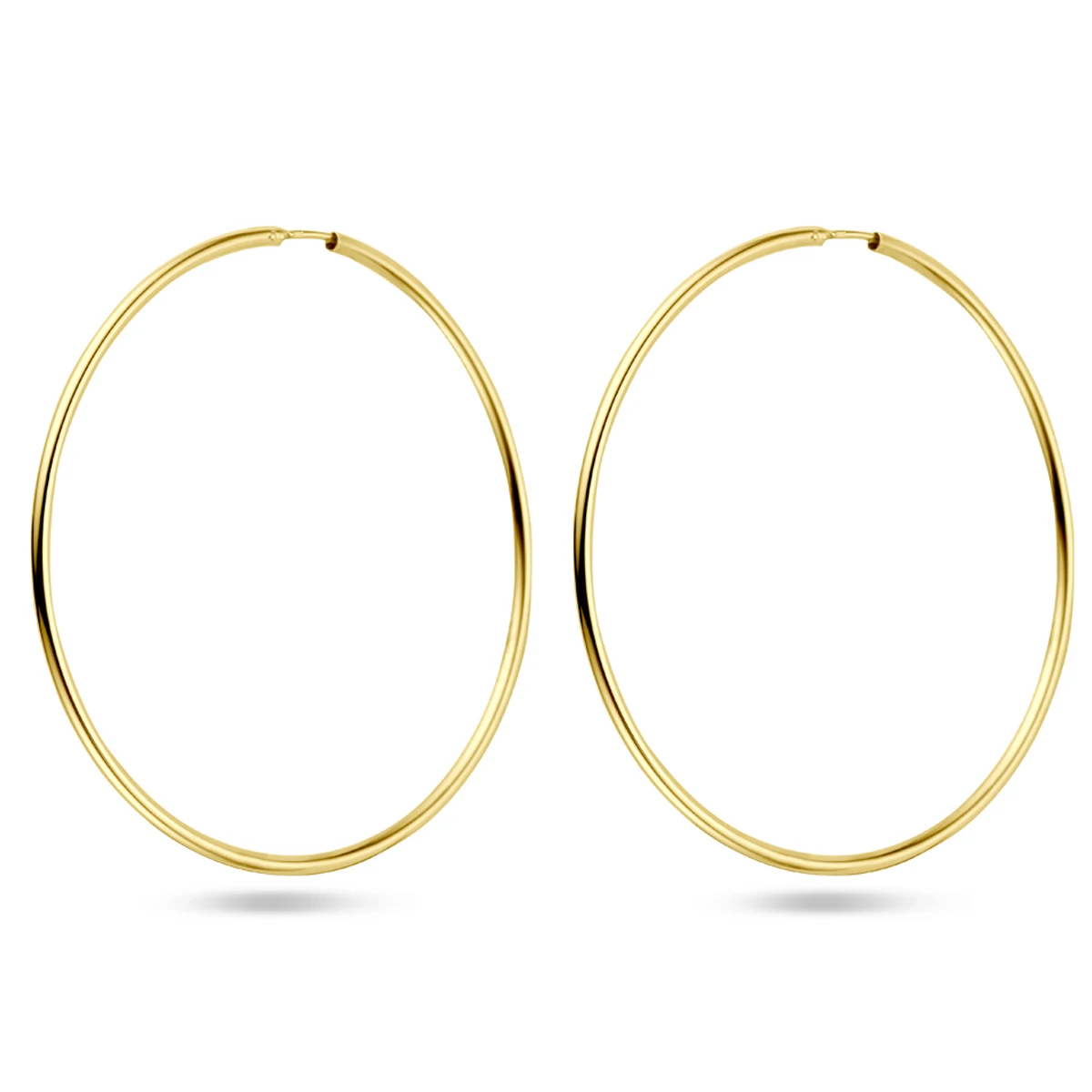 oorringen 1,8 mm ronde buis 14K geelgoud