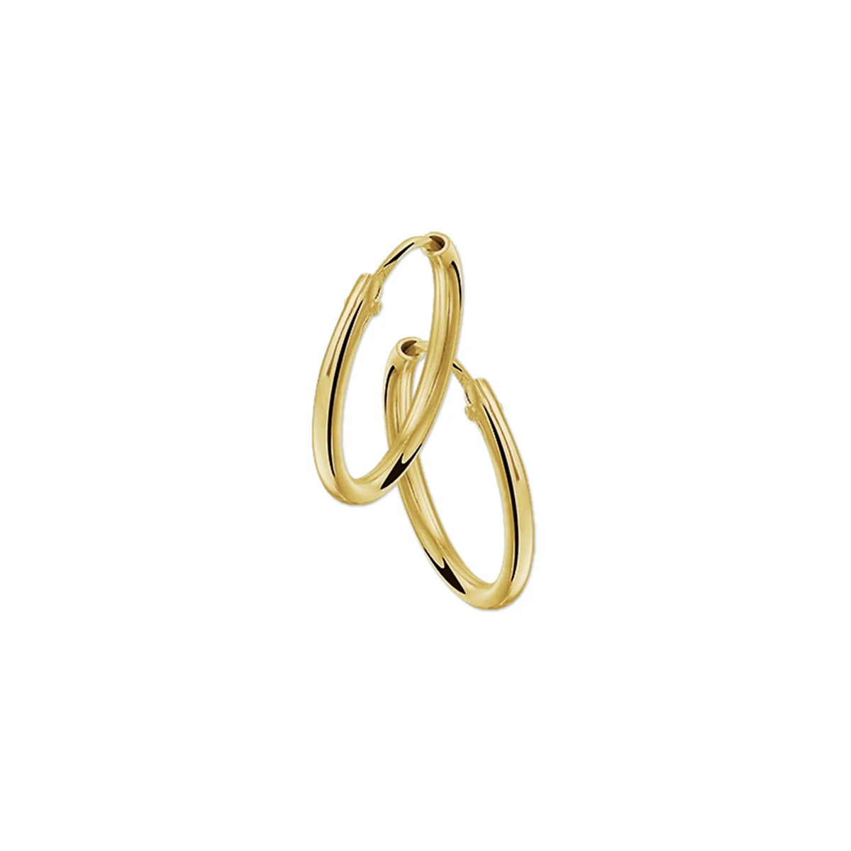 oorringen 1,8 mm ronde buis 14K geelgoud