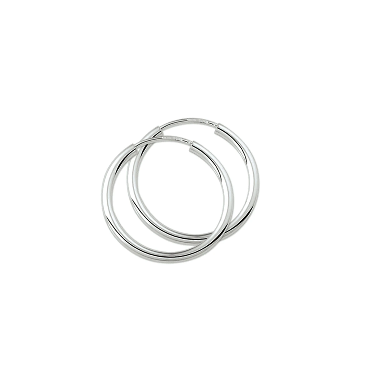 oorringen 1,8 mm ronde buis zilver wit