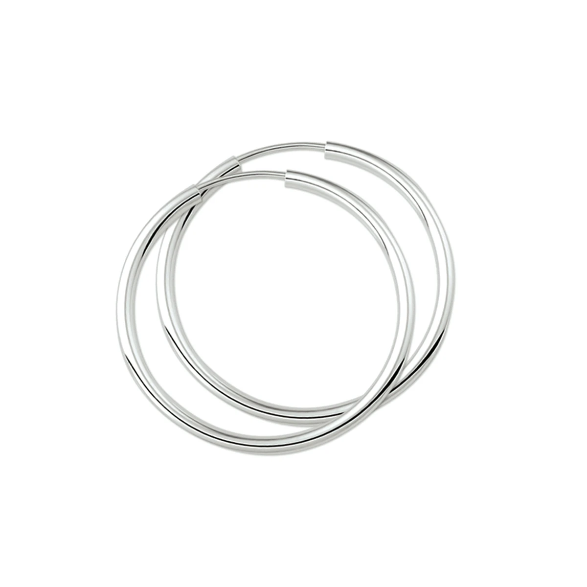oorringen 1,8 mm ronde buis zilver wit