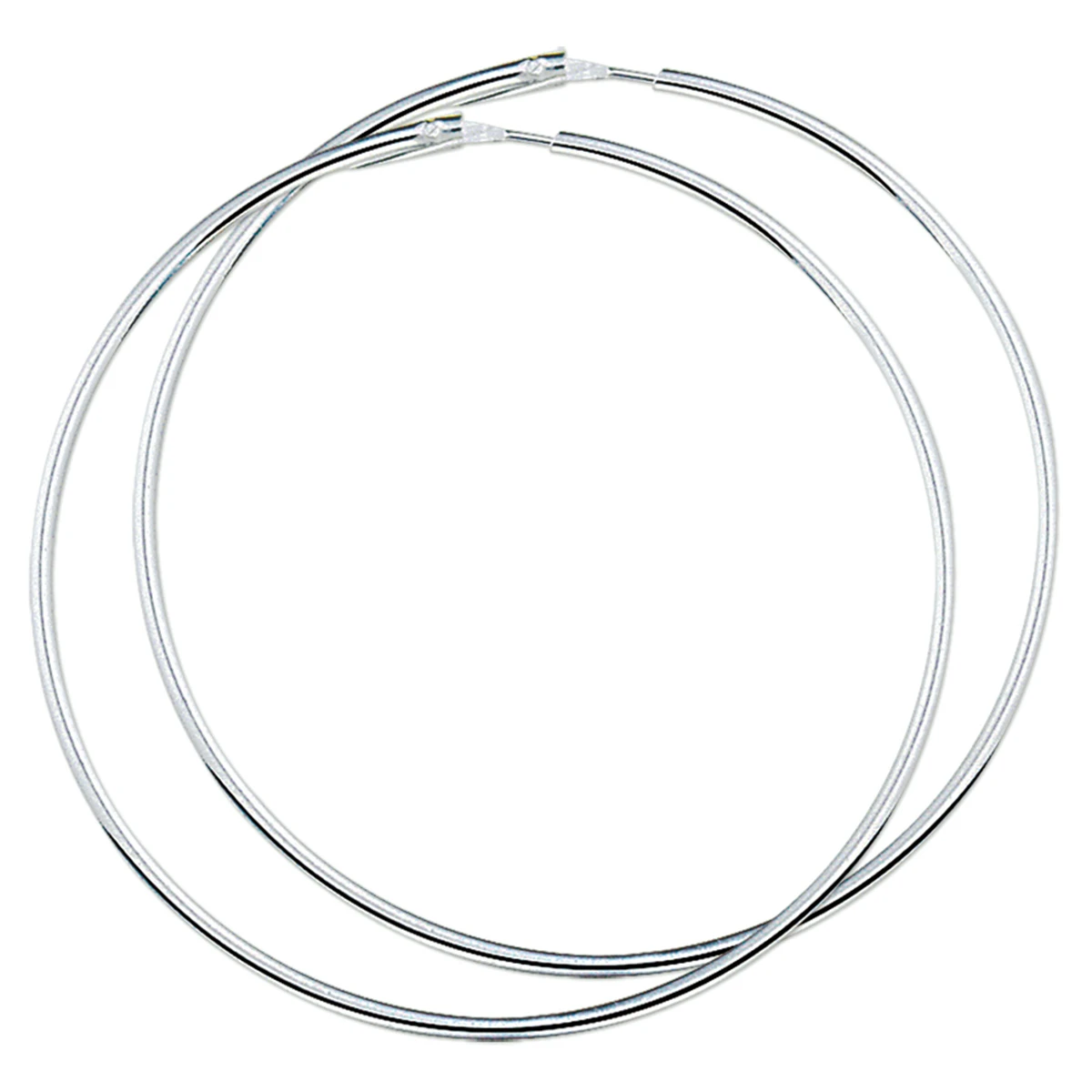 oorringen 2,0 mm ronde buis zilver wit