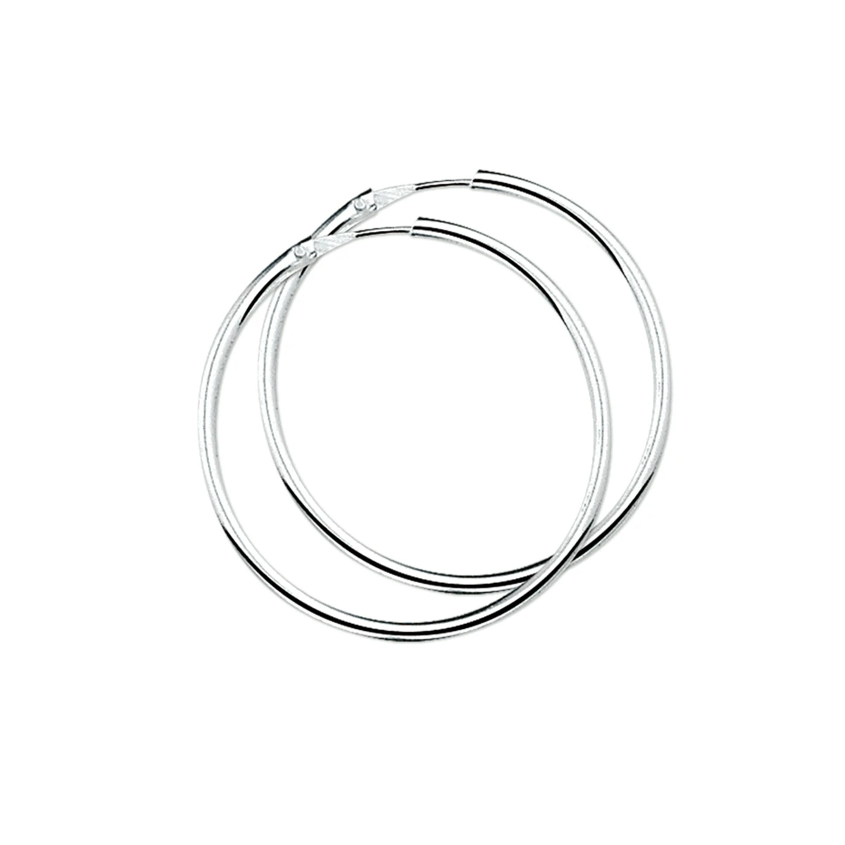 oorringen 2,0 mm ronde buis zilver wit