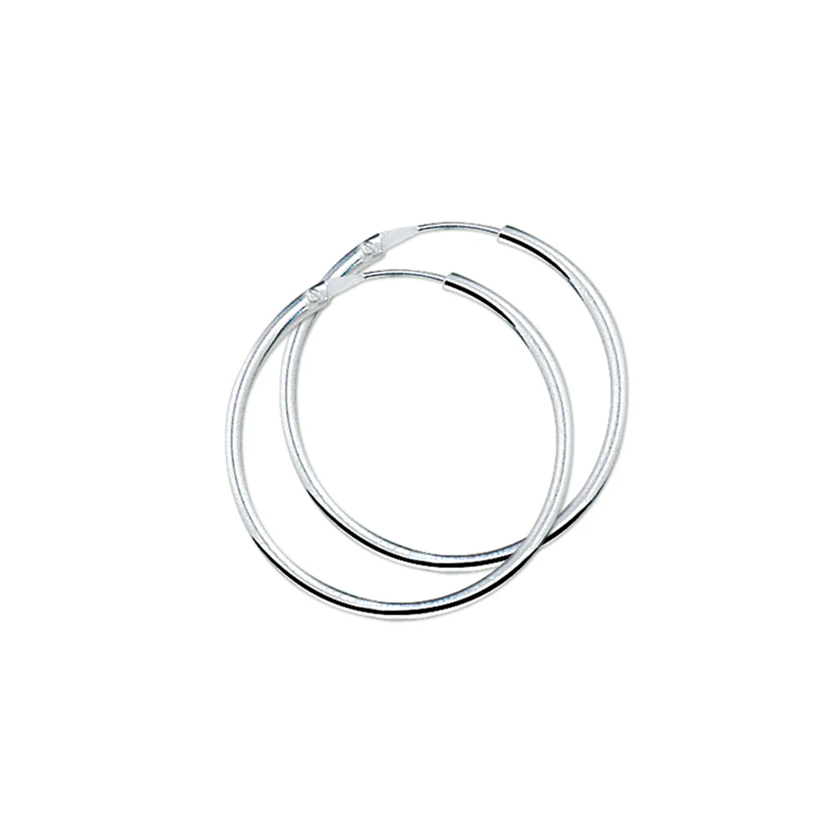 oorringen 2,0 mm ronde buis zilver wit
