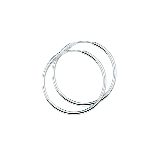 oorringen 2,0 mm ronde buis zilver wit