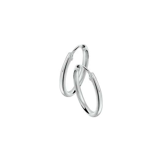 oorringen 2,0 mm ronde buis zilver wit