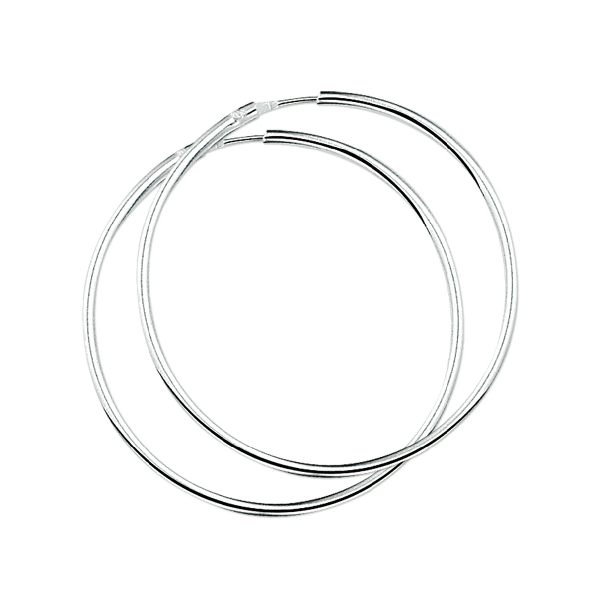 oorringen 2,0 mm ronde buis zilver wit