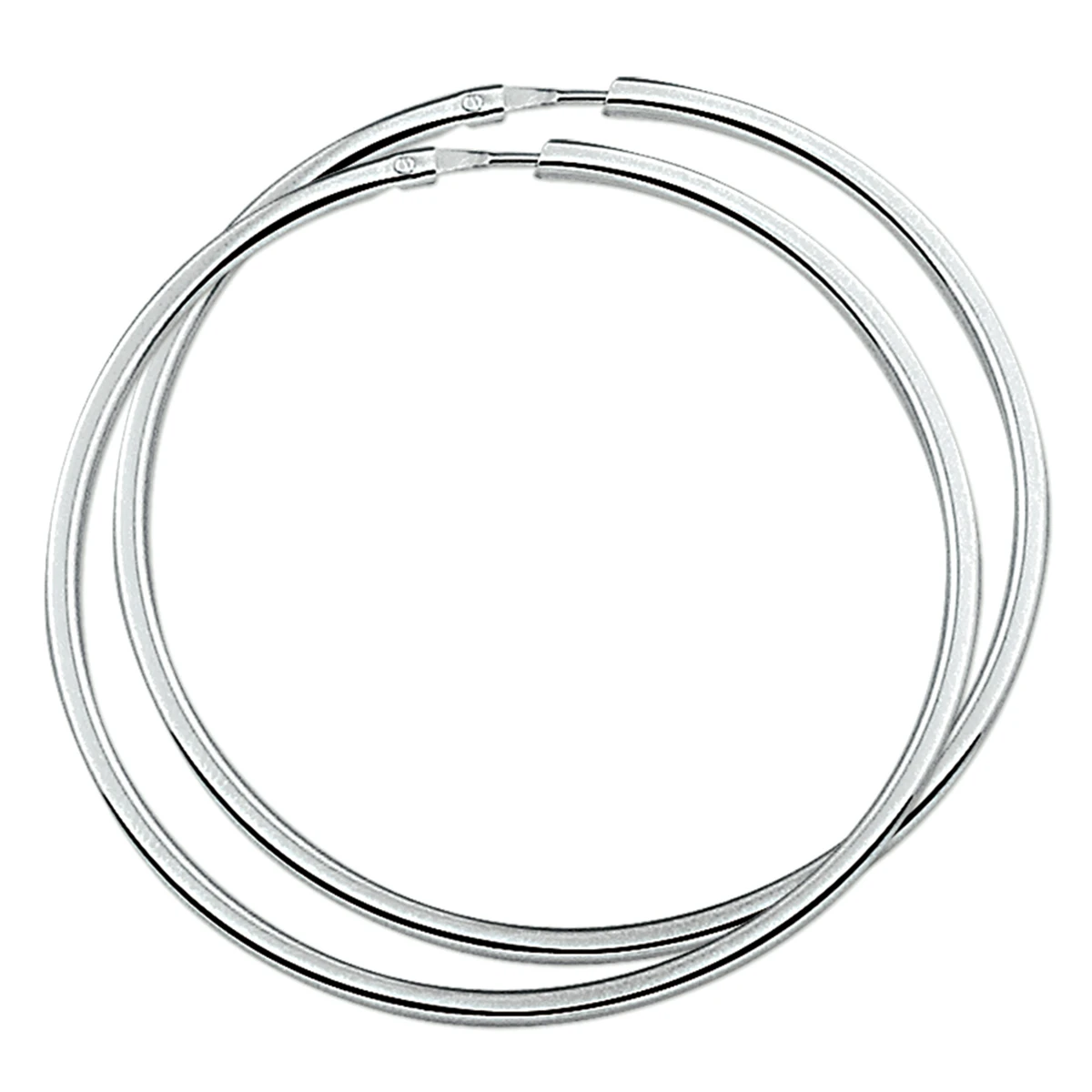 oorringen 2,0 mm vierkante buis zilver gerhodineerd