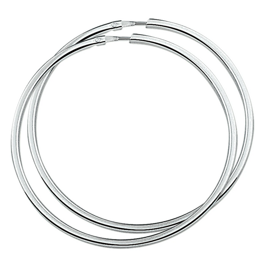 oorringen 2,0 mm vierkante buis zilver gerhodineerd