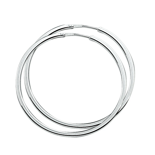 oorringen 2,0 mm vierkante buis zilver gerhodineerd