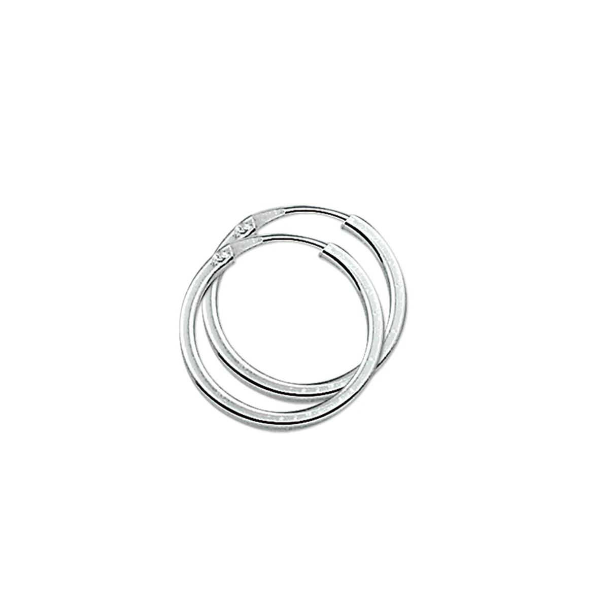 oorringen 2,0 mm vierkante buis zilver gerhodineerd