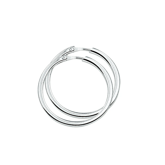 oorringen 2,0 mm vierkante buis zilver gerhodineerd