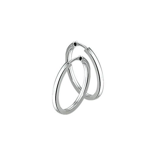 oorringen 2,0 mm vierkante buis zilver gerhodineerd