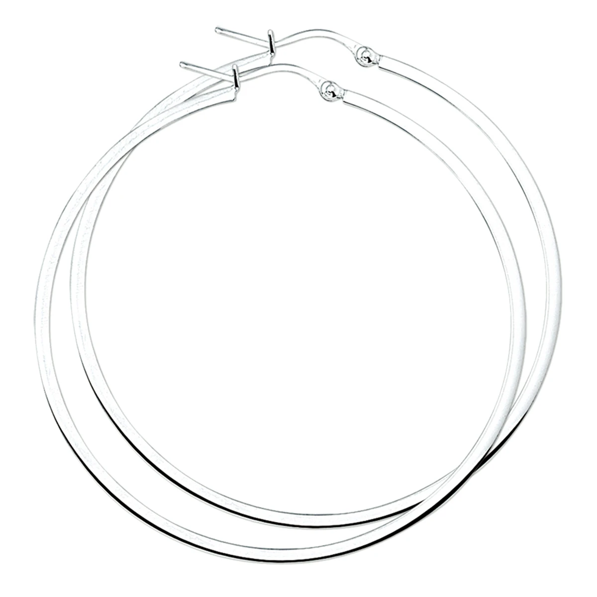 oorringen 2,0 mm vierkante buis zilver wit