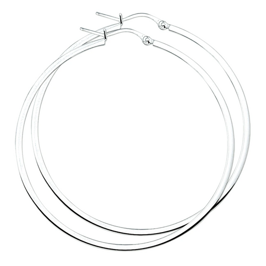 oorringen 2,0 mm vierkante buis zilver wit