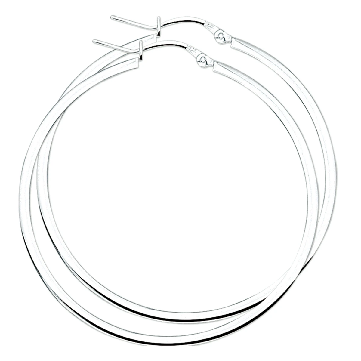 oorringen 2,0 mm vierkante buis zilver wit