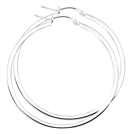 oorringen 2,0 mm vierkante buis zilver wit