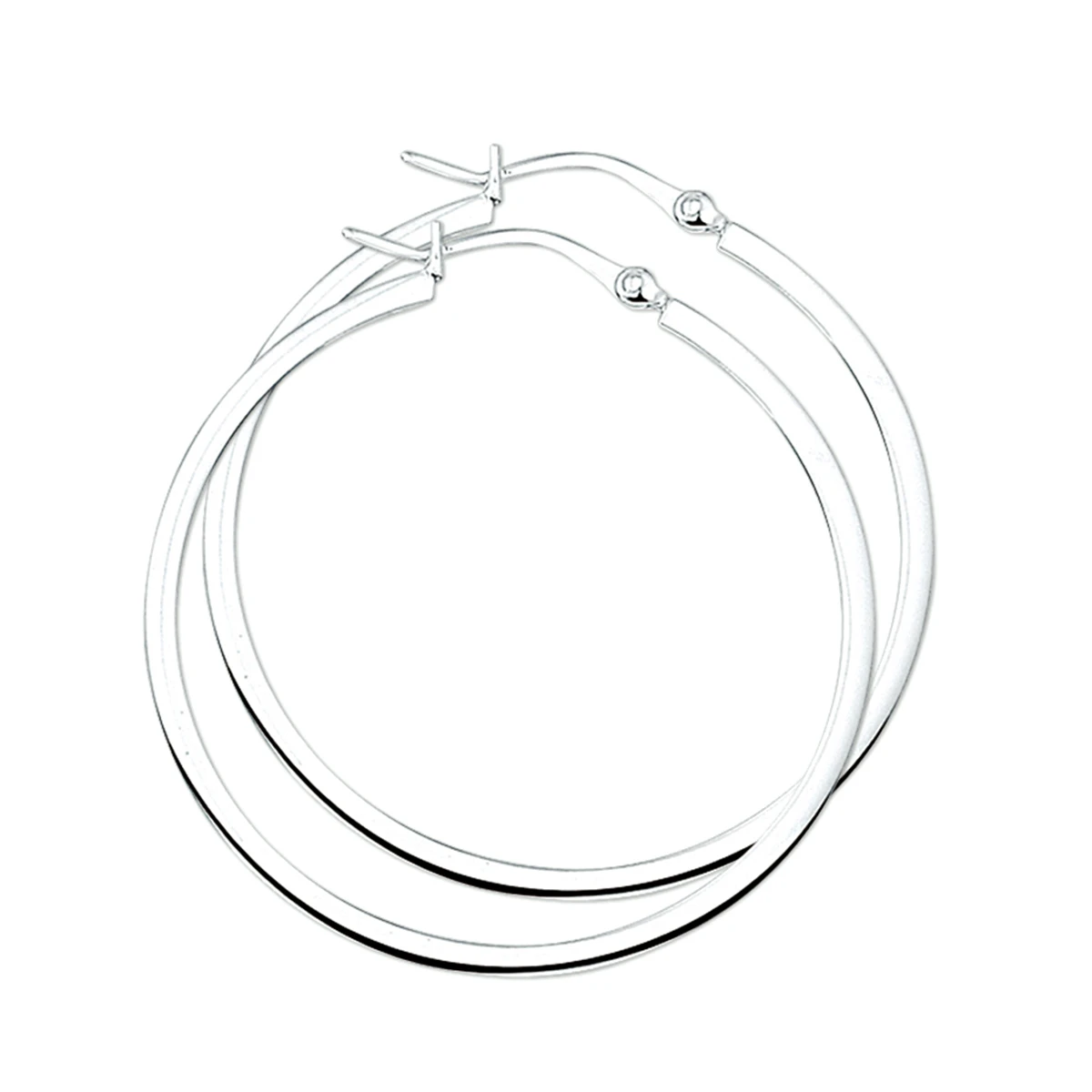 oorringen 2,0 mm vierkante buis zilver wit
