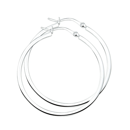 oorringen 2,0 mm vierkante buis zilver wit