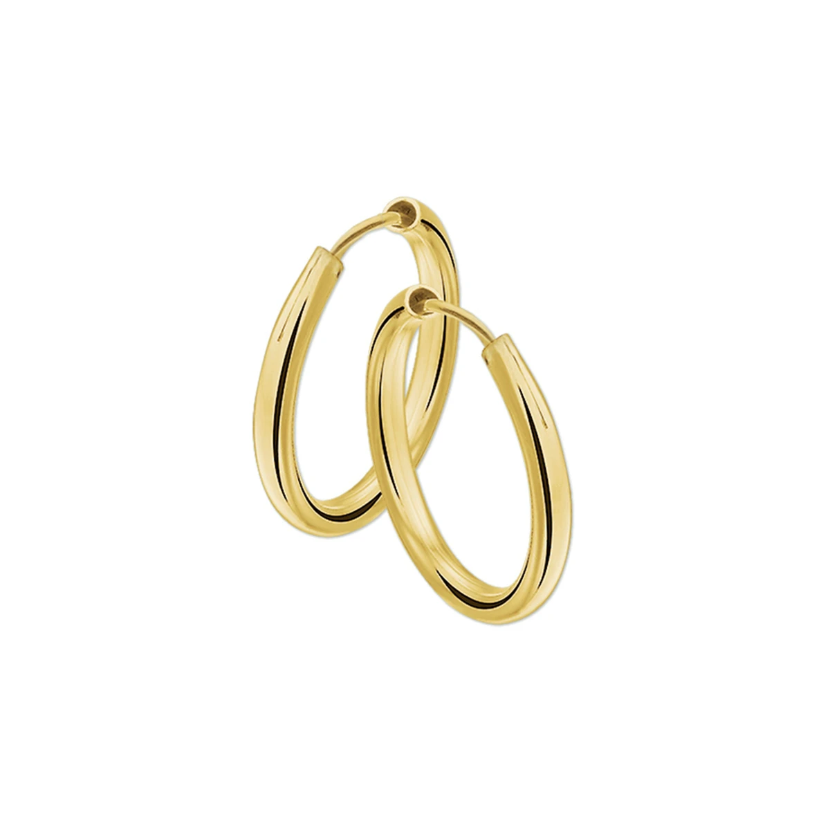 oorringen 2,5 mm ronde buis 14K geelgoud