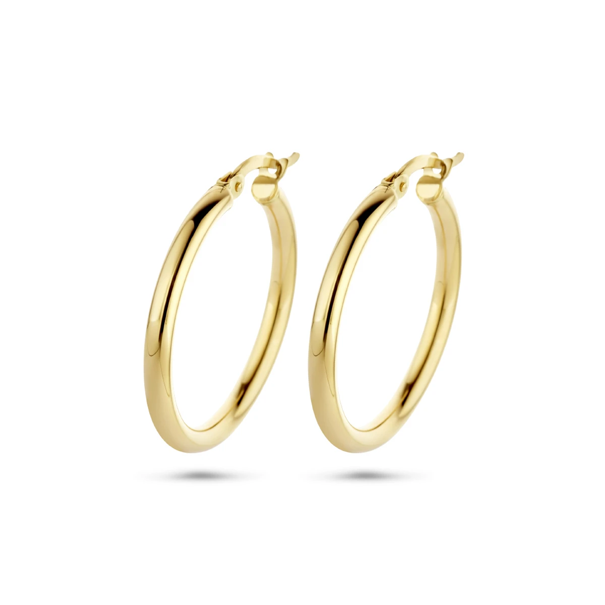 oorringen 2,5 mm ronde buis 14K geelgoud