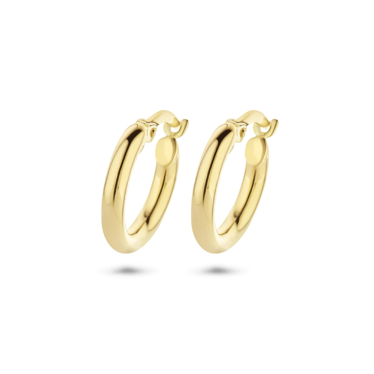 oorringen 2,5 mm ronde buis 14K geelgoud