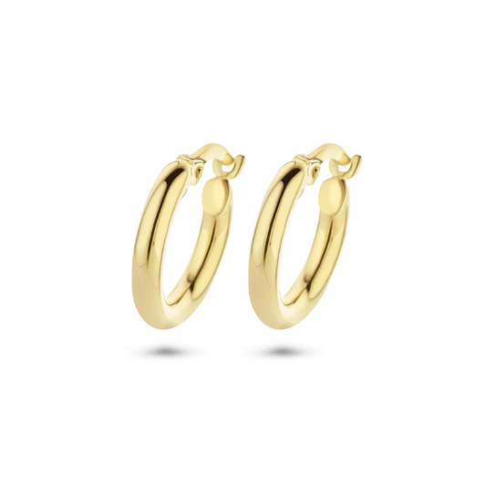 oorringen 2,5 mm ronde buis 14K geelgoud