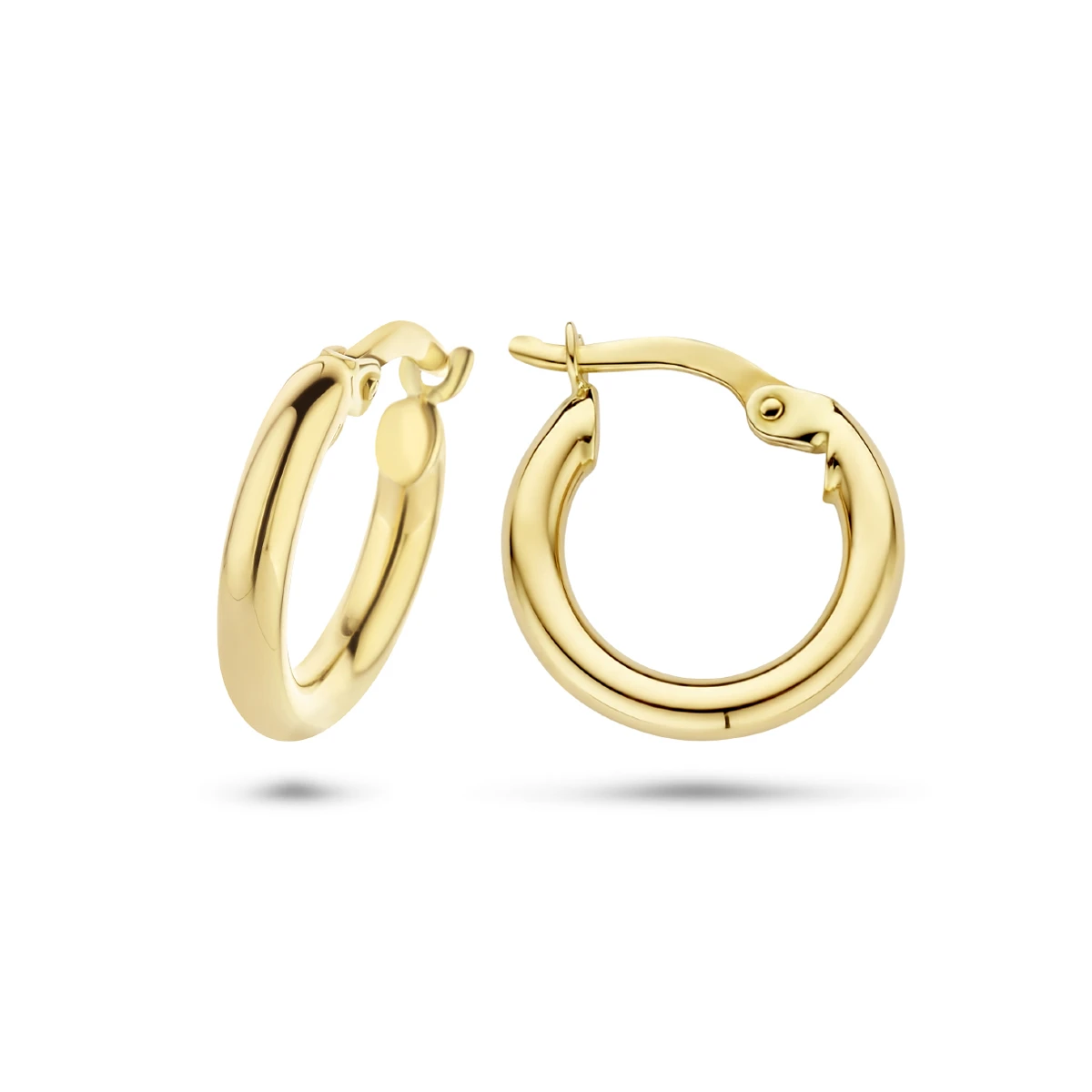oorringen 2,5 mm ronde buis 14K geelgoud