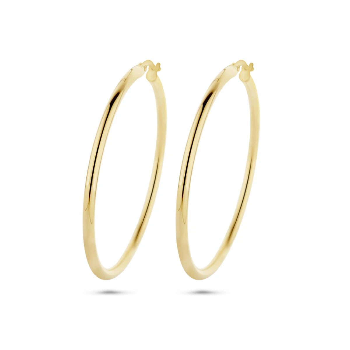 oorringen 2,5 mm ronde buis 14K geelgoud