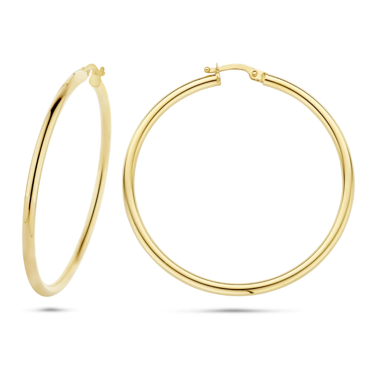 oorringen 2,5 mm ronde buis 14K geelgoud