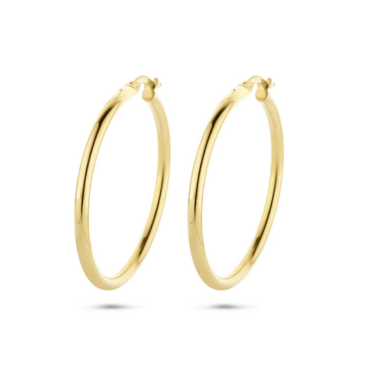 oorringen 2,5 mm ronde buis 14K geelgoud