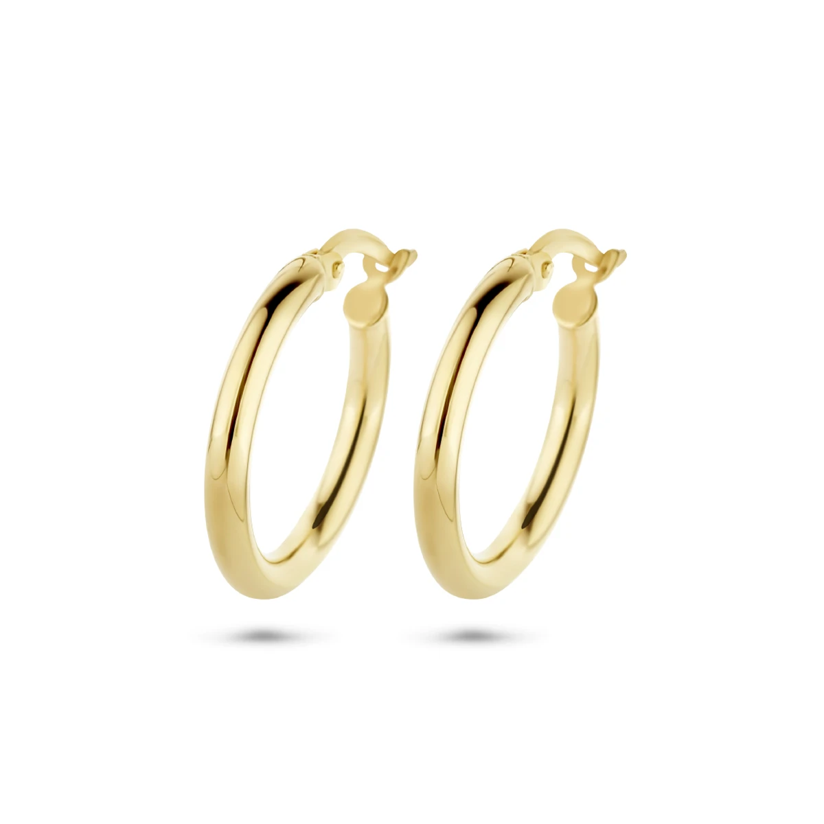 oorringen 2,5 mm ronde buis 14K geelgoud