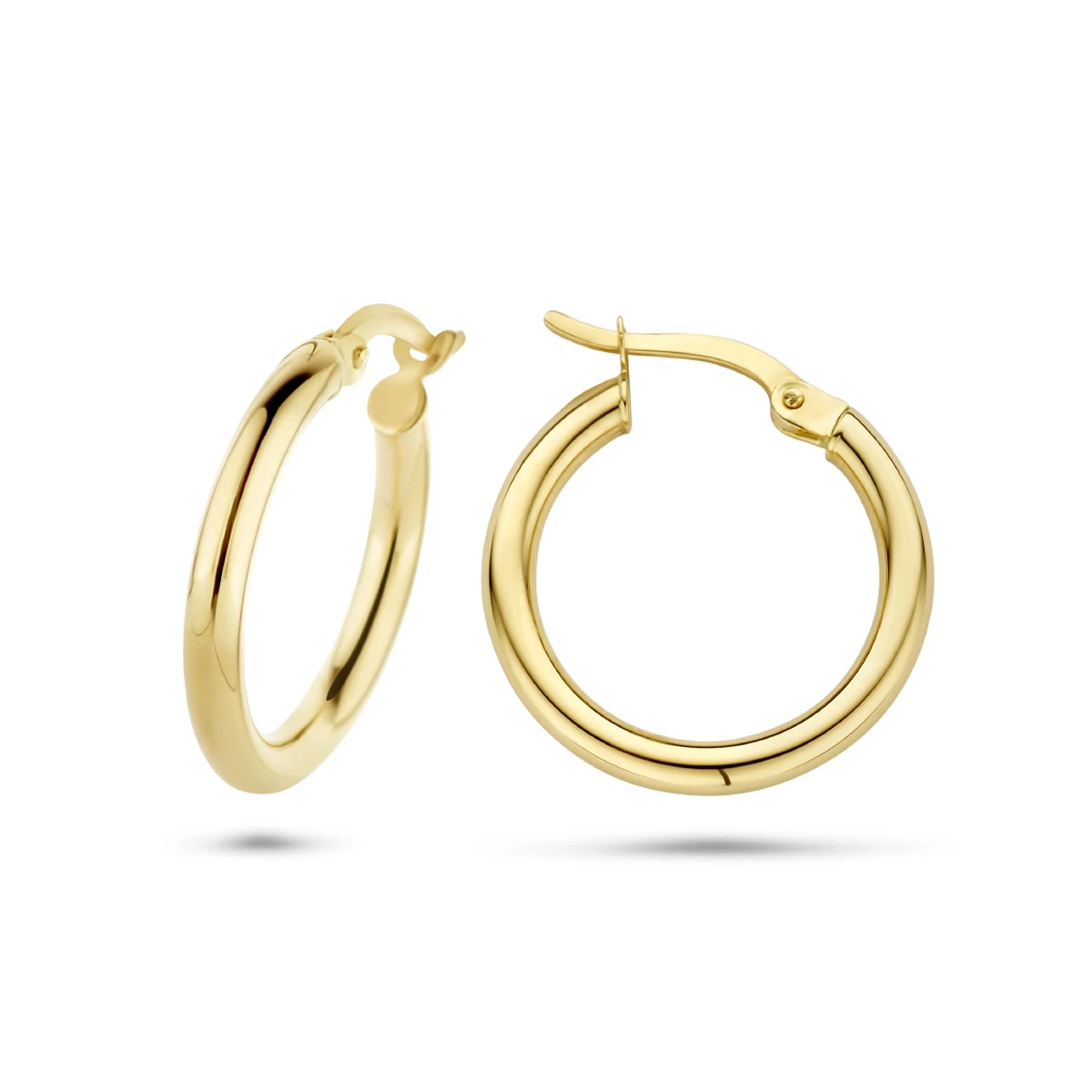 oorringen 2,5 mm ronde buis 14K geelgoud